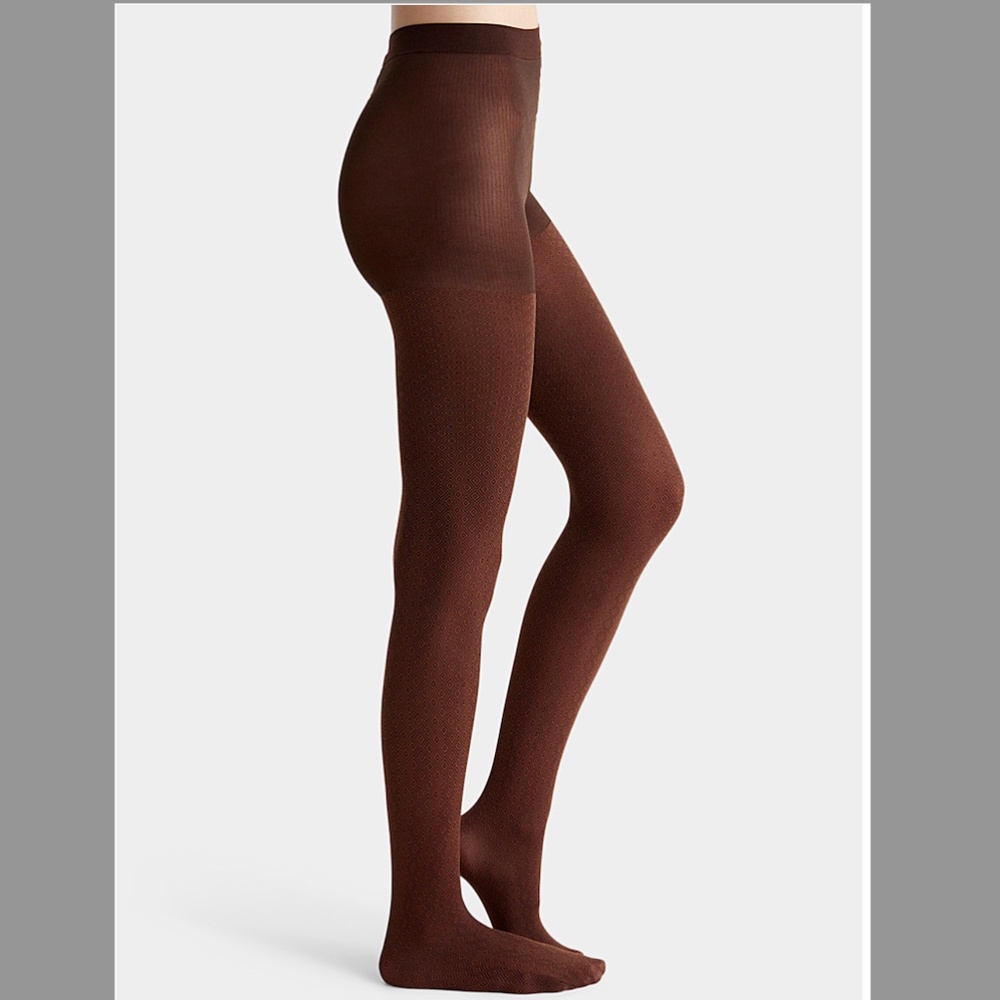 Cappuccino brown diamonds pattern tights made in Italy NWT